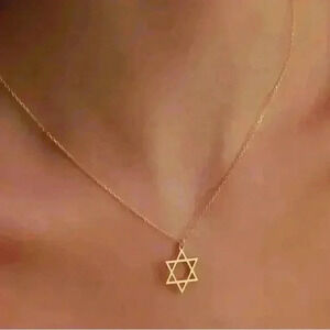 Gold Star of David Necklace New